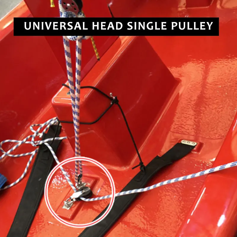 

1/2PCS 1500Lbs Load Sheave Block Universal Head Single Pulley Swivel Sailboat Plain Bearing Block Rope Runner Boat Accessories