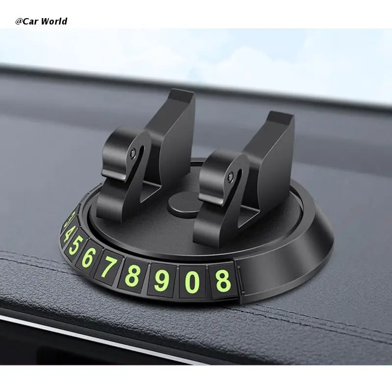 

6XDB Cartoon Doll Smartphone Holder With Parking Number Plate Dashboard Support Stand