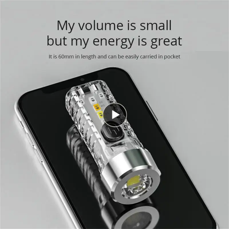 

Durable Camping Light Red Blue Flash Strong Light Flashlight Rechargeable Portable Keychain Lamp Outdoor Household Practical