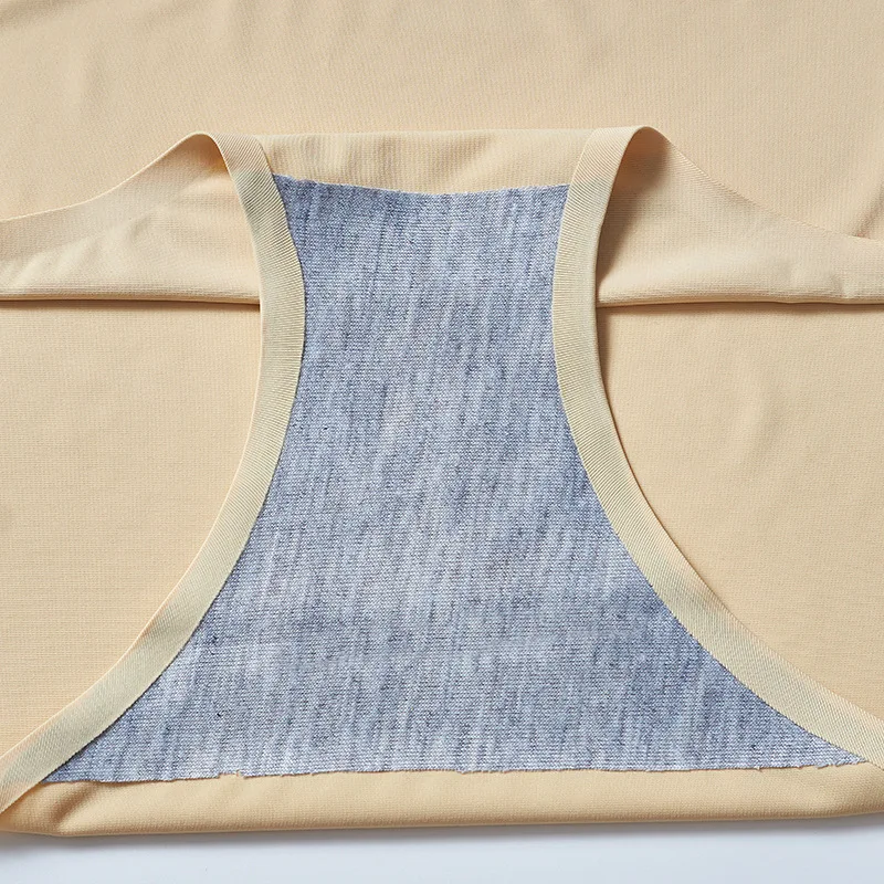 Летнее женское нижнее белье гладкие бесшовные шелковые трусики со средней