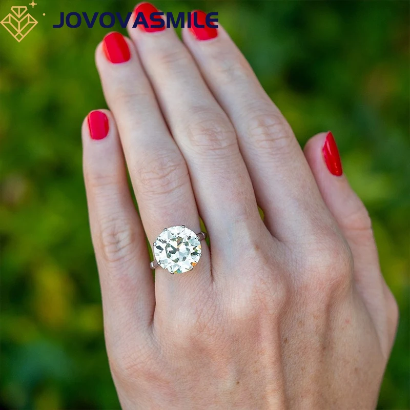 JOVOVASMILE Vintage Real Moissanite Cocktails Rings 8carat Old European Cut 925 Silver 14k 18k Solid Gold Accessories For Women