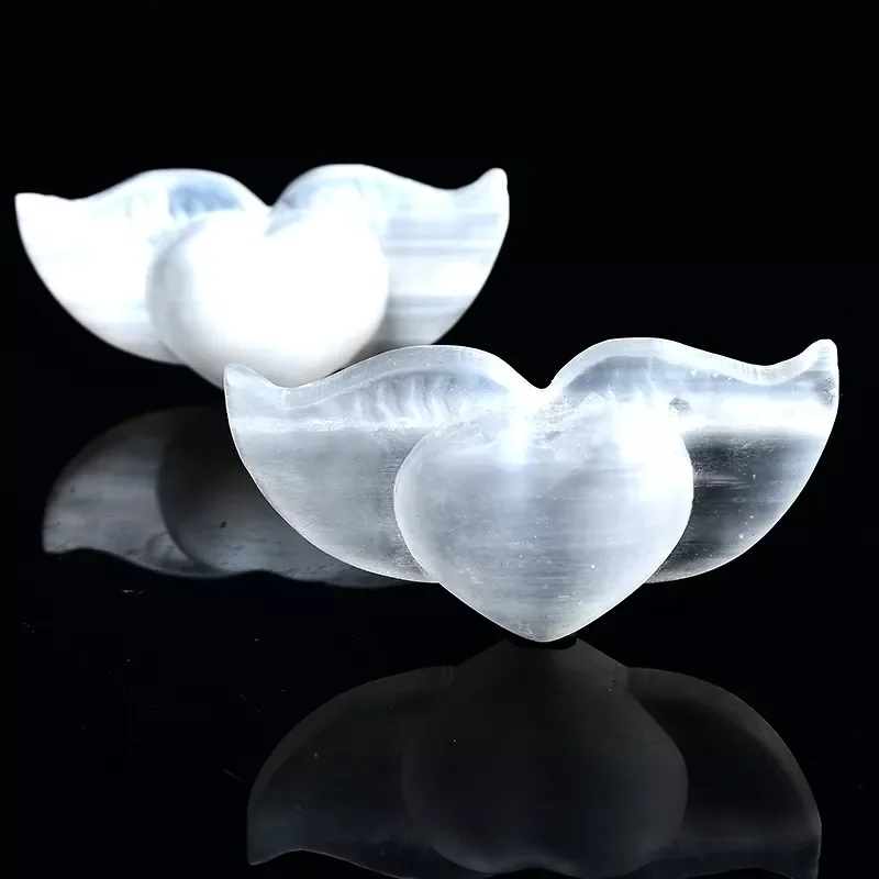 

Natural White Selenite Rough Mineral Specimen Healing Crystal Love angel Shape Making Stone Plate Carving Home Decor Gifts
