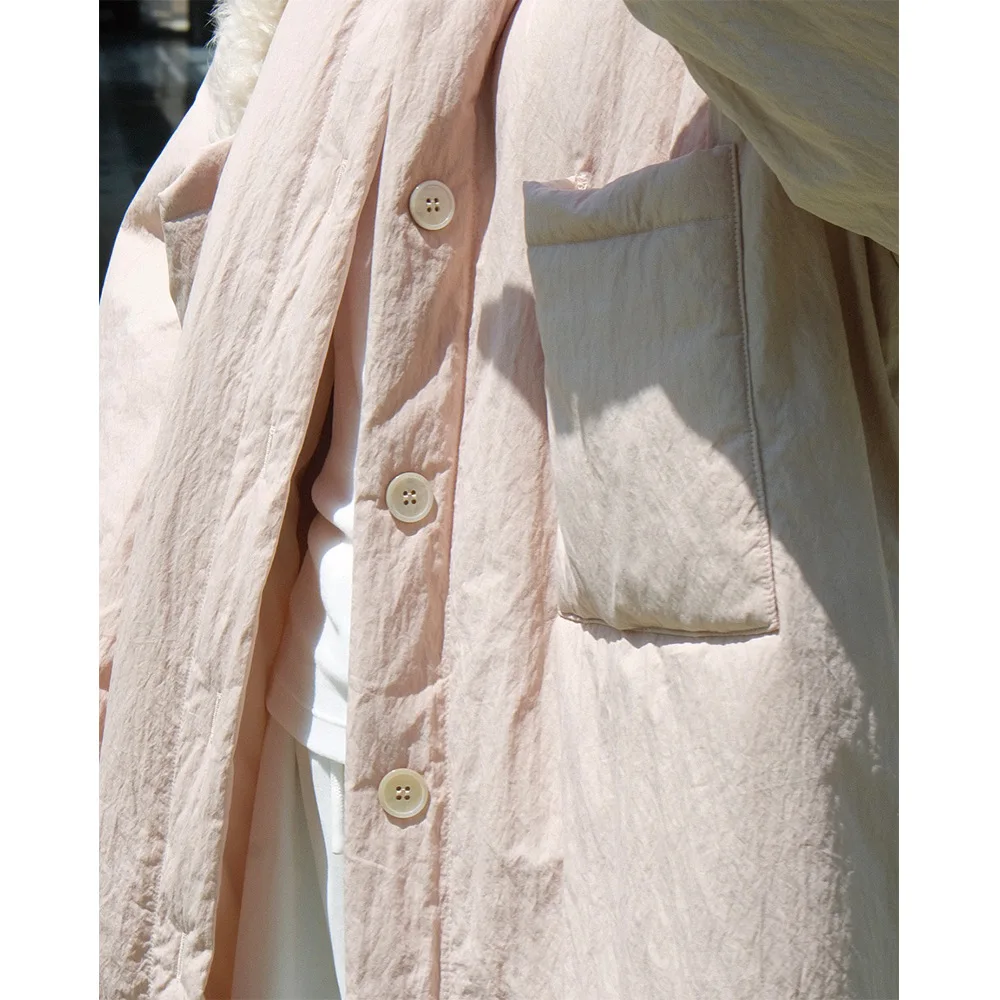 Casual style small lapel cotton suit arc hem windproof warm thin extension coat