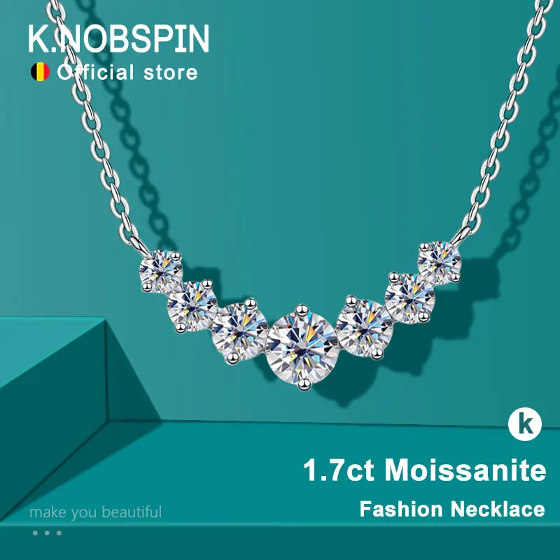 K.NOBSPIN Moissanite שרשרת לאישה חתונה בסדר Jewely עם תעודות 925 סטרלינג רסיס מצופה 18k זהב לבן שרשרת