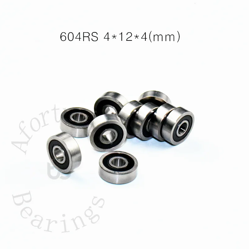 

Bearing 10pcs 604RS 4*12*4(mm) free shipping chrome steel Metal Sealed High speed Mechanical equipment parts