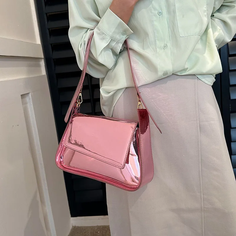 

This Year's Popular Jelly Shiny Leather Women's Bag Is Fashionable, Luxurious, and Versatile. One Shoulder Handbag for Women