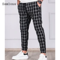 2022 mens pocket design pants casual simple plaid trousers drawstring loose pant mens fashion hip hop sweatpants men streetwear