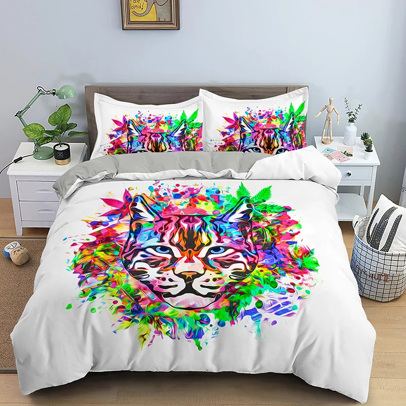 Комплект постельного белья с красочным принтом животных пододеяльником 3D