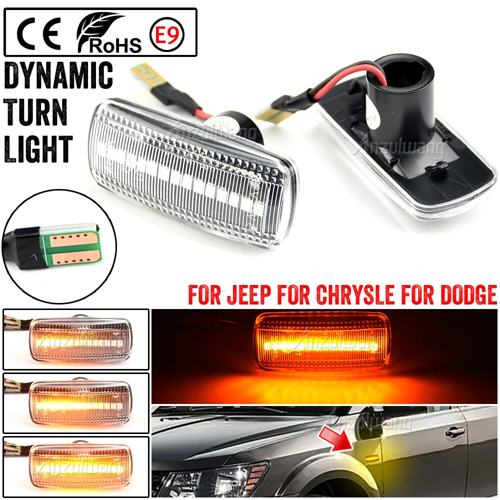 

Dynamic LED Side Marker Fender Blinker Signal Light For Jeep Compass Patriot Commander Liberty Grand Cherokee Chrysler 200 300