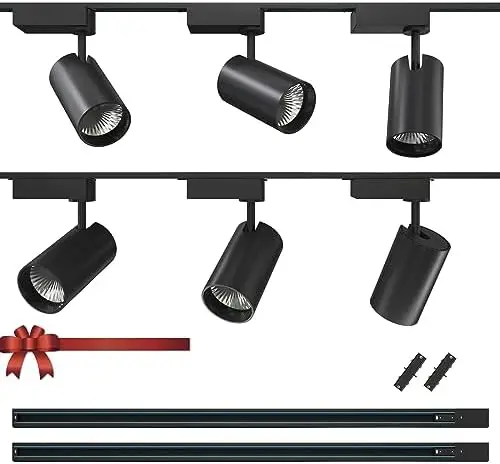 

Track Lighting, 6000K 20W 6 Heads LED Track Light with 6.56ft H 3-Wire Rail for Office, DC40V Low-Voltage Display Track Lighting