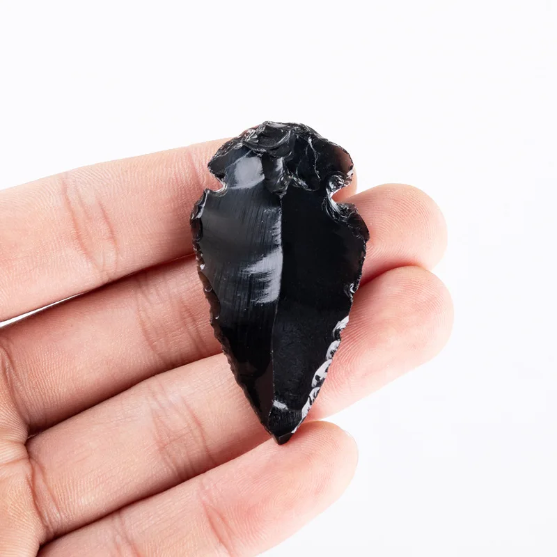 

Black Obsidian Arrow Bulk Hand Carved Reiki Healing Quartz Arrowhead Necklace Crystal Carving Energy Stone DIY Jewelry Making