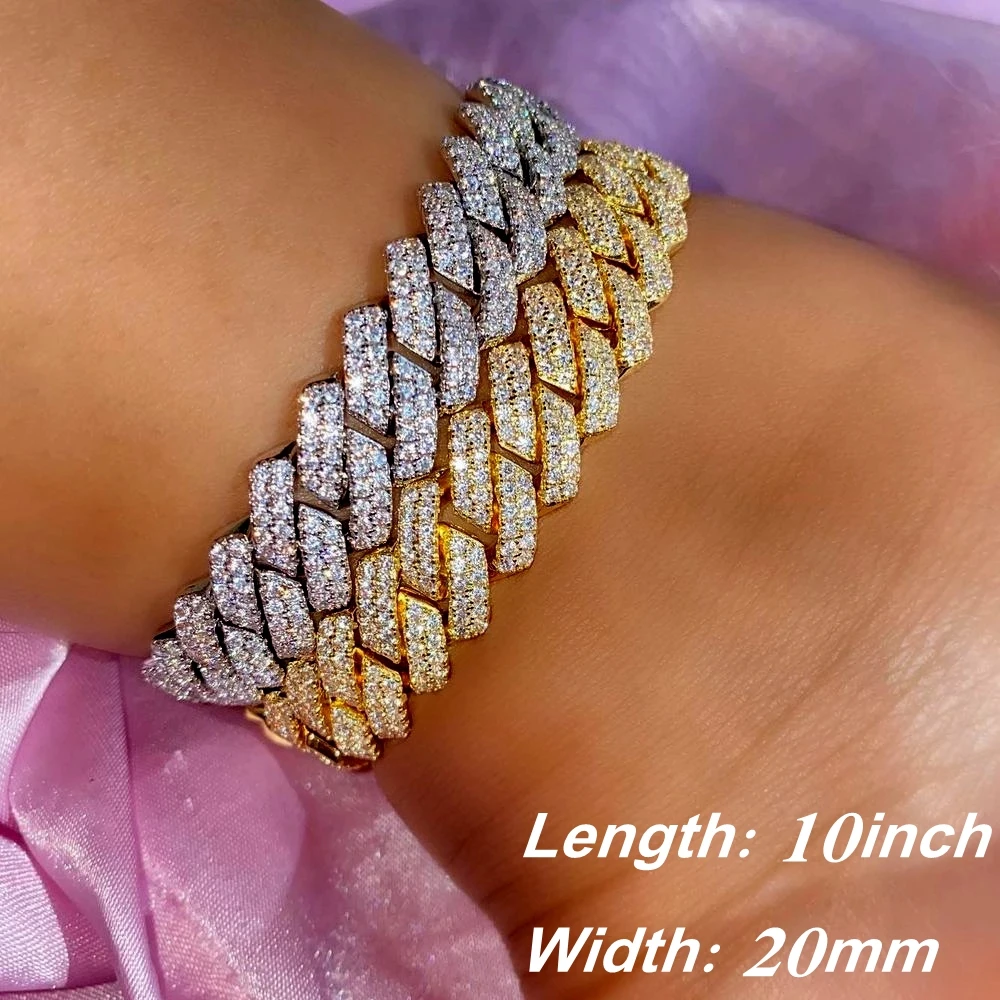 

Hip Hop 20MM Thick Cuban Link Chain Anklet For Women Men Iced Out Full Rhinestones Paved Miami Prong Cuban Anklet Foot Jewelry