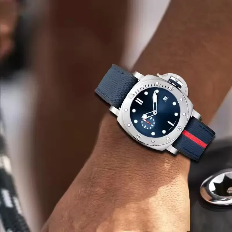 Фото Мужской водонепроницаемый ремешок для часов 22 мм 24 мм для Panerai SUBMERSIBLE, ремешок Luna Rossa PAM1466 PAM1391 PAM1565, резиновый браслет №2