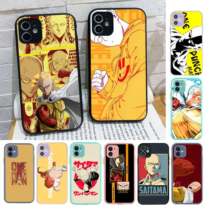 

Anime One Punch Man Phone Case for iPhone 14 11 12 13 Mini Pro Max 8 7 Plus X XR XS MAX Translucent Matte Cover