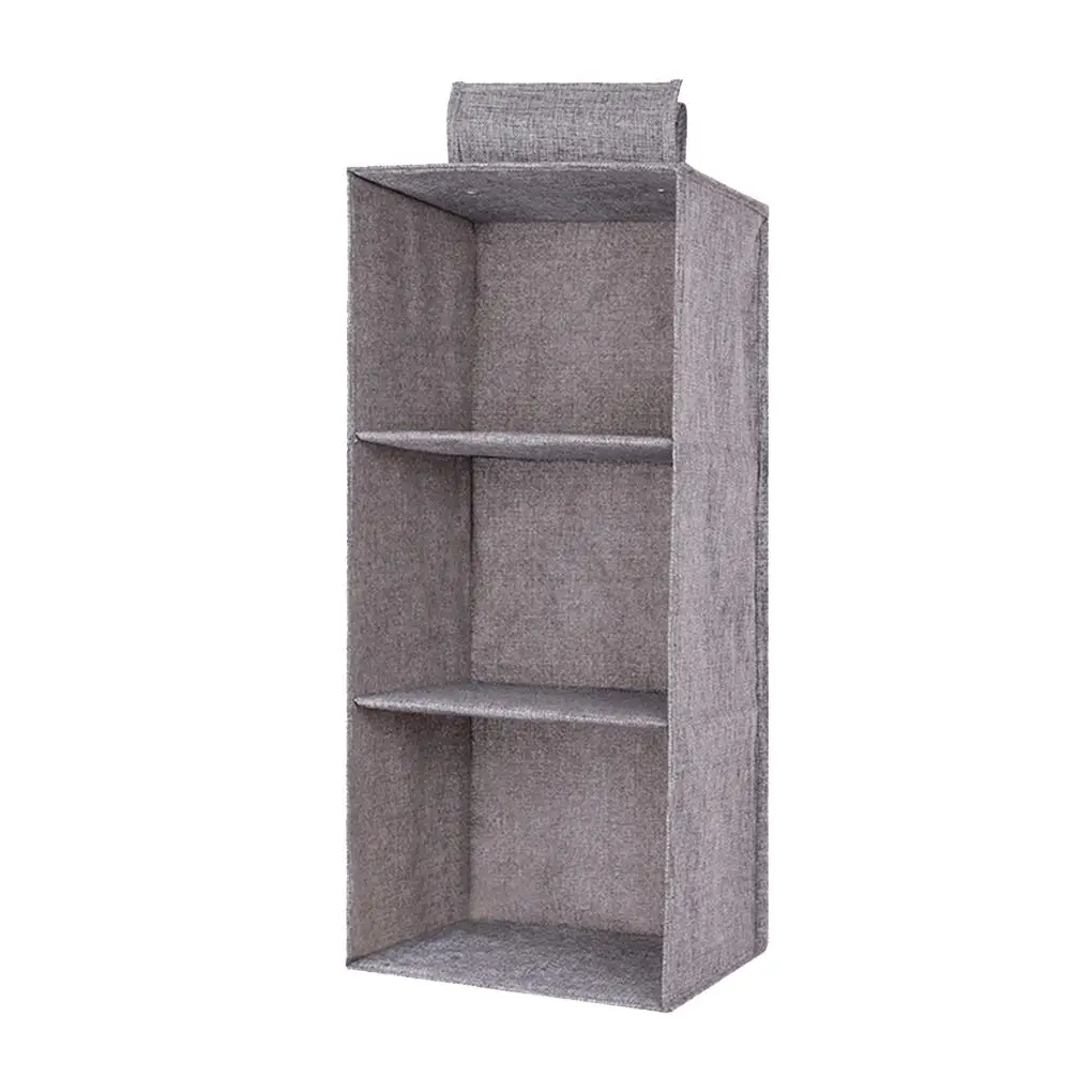 

Hanging Wardrobe Clothes Organizer Storage Home Hanging Drawer Box Bedroom Bag Box Cotton Linen 3 Layer Organizer