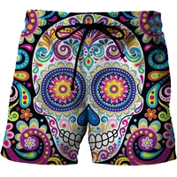 summer mens beach shorts dark 3d skull pattern skull board shorts mens womens skull hip hop shorts plus size clothing for men