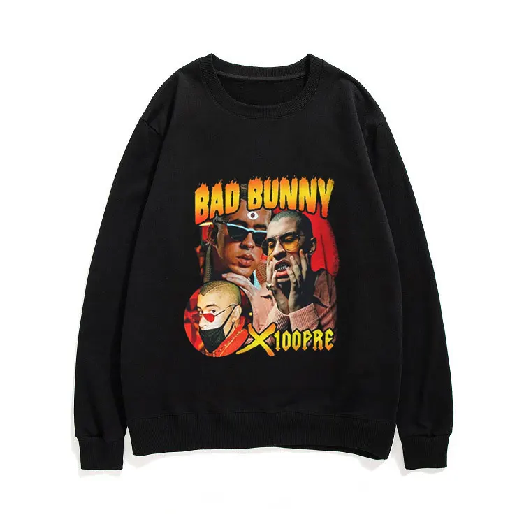 

Vintage Rapper Bad Bunny YHLQMDLG Sweatshirt Unisex Round Neck Harajuku Causal Sweatshirts Man Woman Graphic Hip Hop Pullovers