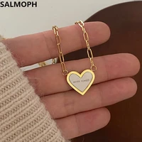 euramerican new titanium steel retro contracted loving heart geometric clavicle chain women personality fashion necklace jewelry