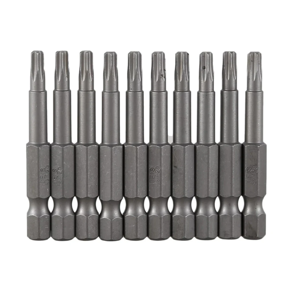 

10Pcs T20 Torx Screwdriver Bit S2 Alloy Steel 50mm Long Torx Screwdriver Bit 1/4 Inch Hexagon Handle Hex Driver Bits