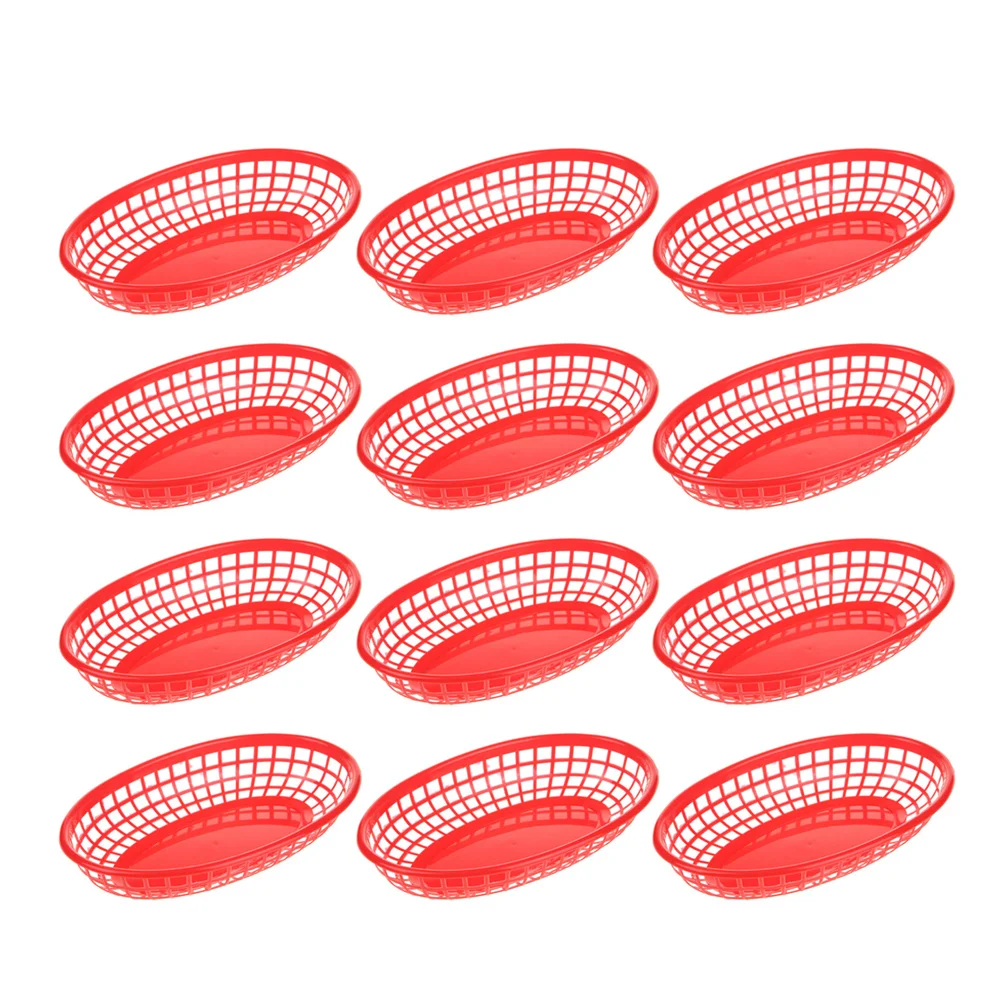 

12 Pcs Fruit Basket Red Basket Bread Roll Basket Basket Fruit Chips Basket French Fries Chicken Serving Tray