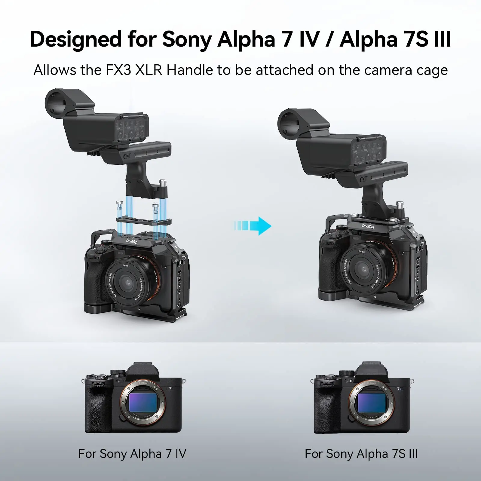 Фото Верхняя пластина SmallRig для Sony FX3 XLR Unit, для FX3 оригинальная ручка с 1/4 ''-20 резьбовыми отверстиями, Холодный башмак, прикрепляющий микрофон MD3990 №5