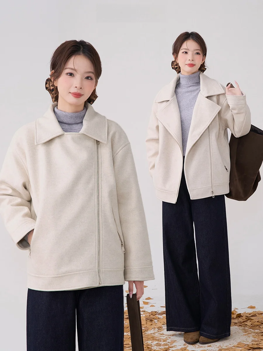 Hanada Showcase Htmeme Love Stars ~ Стеганая утолщенная шерстяная куртка на молнии с лацканами