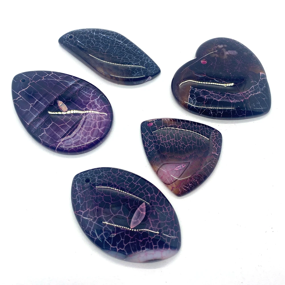 

1pcs Natural Stone Purple Agate Crystal Pendant Elegant Ladies DIY Jewelry Cute Necklace Earrings Jewelry Accessories 30-48mm