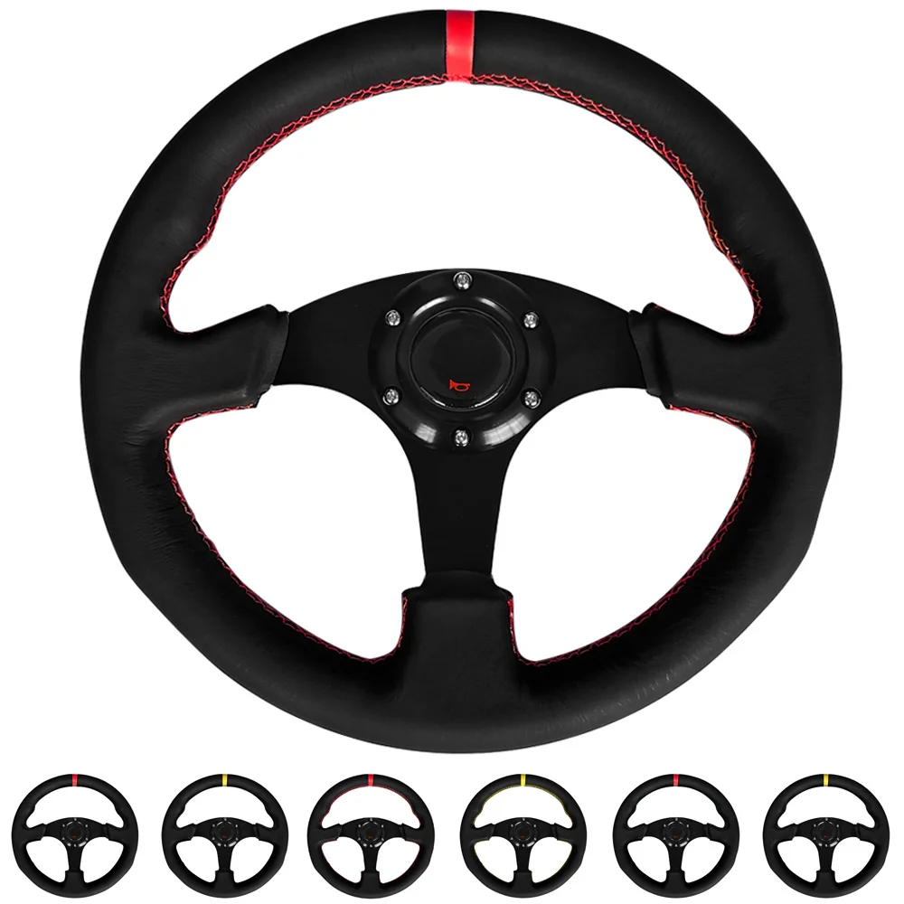 

13inch Racing Game Sports Steering Wheel 330mm Universal Leather Suede Flat Dish Car Steering Wheel mo** logo Car Accessories