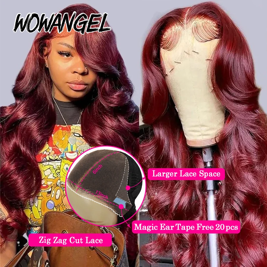 250% предварительно все 13x6 HD кружевные передние парики 34in безклеевые волнистые 99J