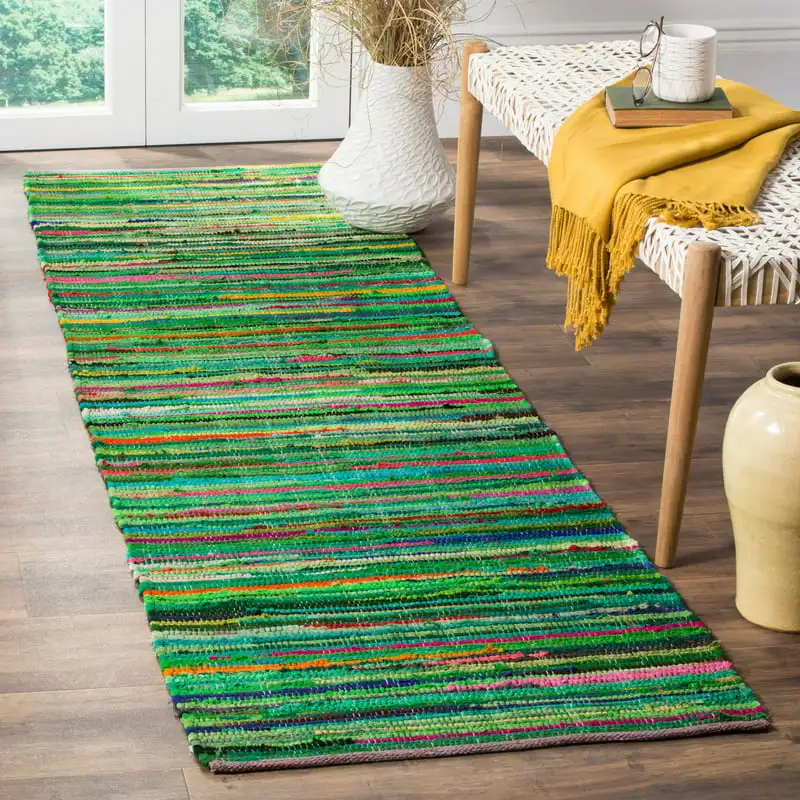

, Excellent Quality. Excellent Quality Handwoven Green / Multi Rug RAR240E: Soft, Thick and Durable for Indoor and Outdoor Use.