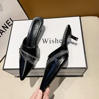 2022 new summer sexy pumps womens shoes thick flip flops pointed toe womens slippers designer zipper high heels sandals