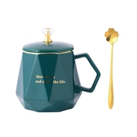 marble coffee mugs with handle lid and gold spoon ceramic tea cup with gift box cute mugs for women mom friends coffee