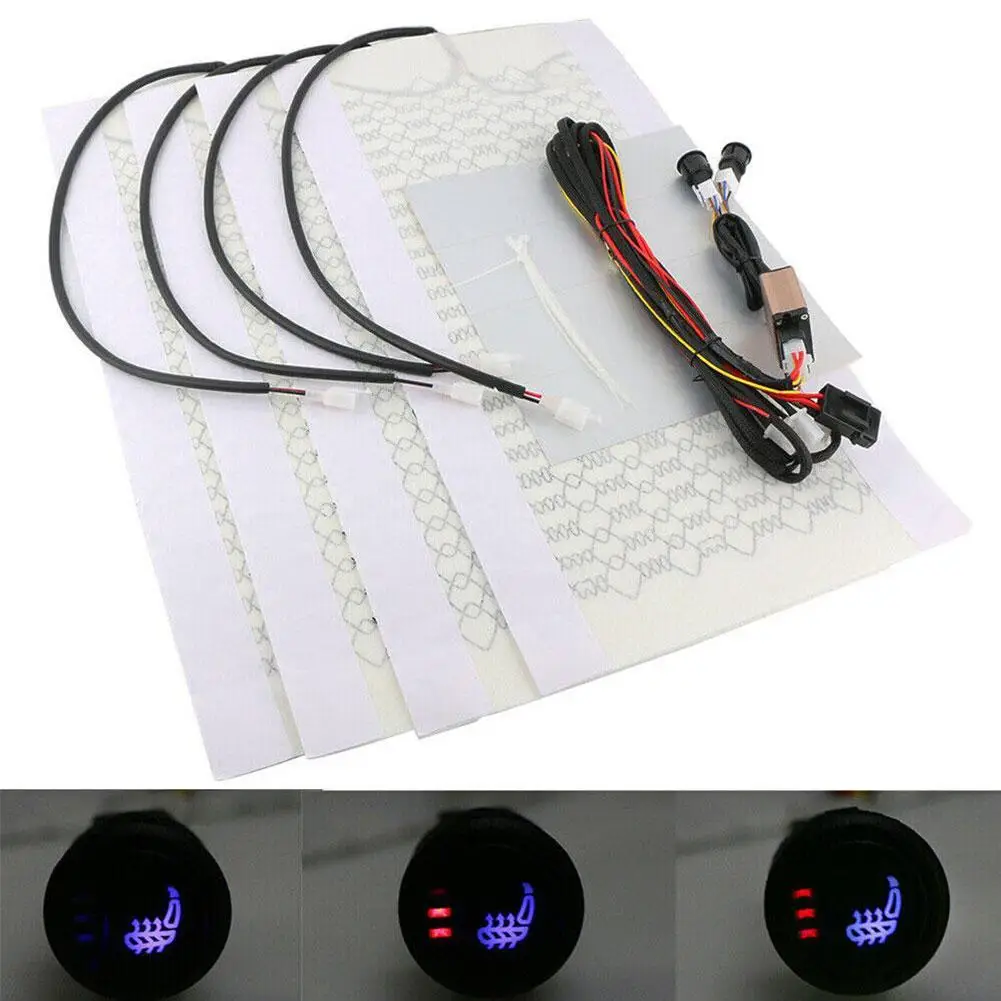 

Car Seat Heating Universal Retrofit Single Seat Carbon Fiber Heating Pad Car Seat Heating Pad Kit Round Switch Seat Cushion Kit