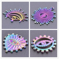 10pcslot evil eye turkish stainless steel charms for jewelry making supplies boho accessories beads round heart pendants charm