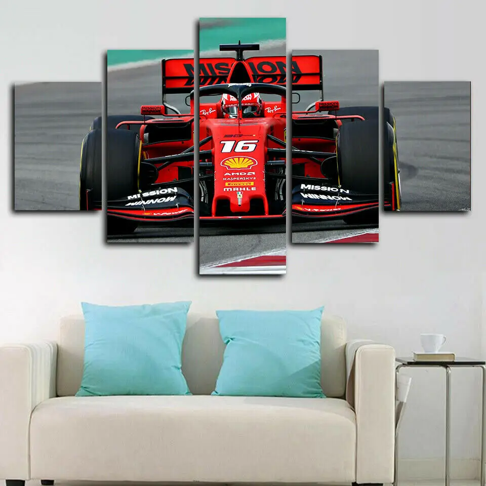 

F1 Car Racing 5 Panel Canvas Print Wall Art Poster Home Decoration HD Print Home Decor No Framed Room Decor Paintings
