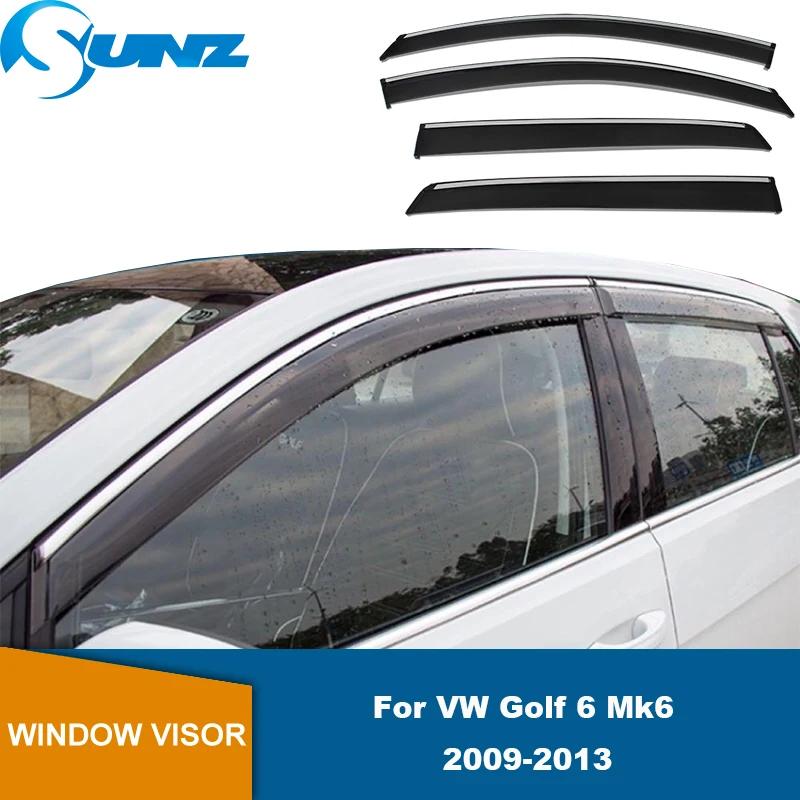 

Car Side Window Visor Guard Vent Cover Trim Awnings Shelters Protection Guard For VW Golf 6 Mk6 2009 2010 2011 2012 2013 SUNZ