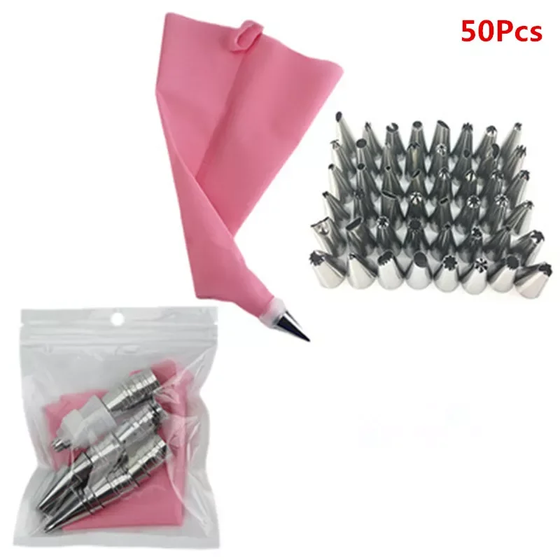 

8/ 14 Pcs Silicone Pastry Bags Tips Cake Icing Piping Stainless Cream Nozzle Cupcake Decorating Tools Cake Nozzles Pastry Bags