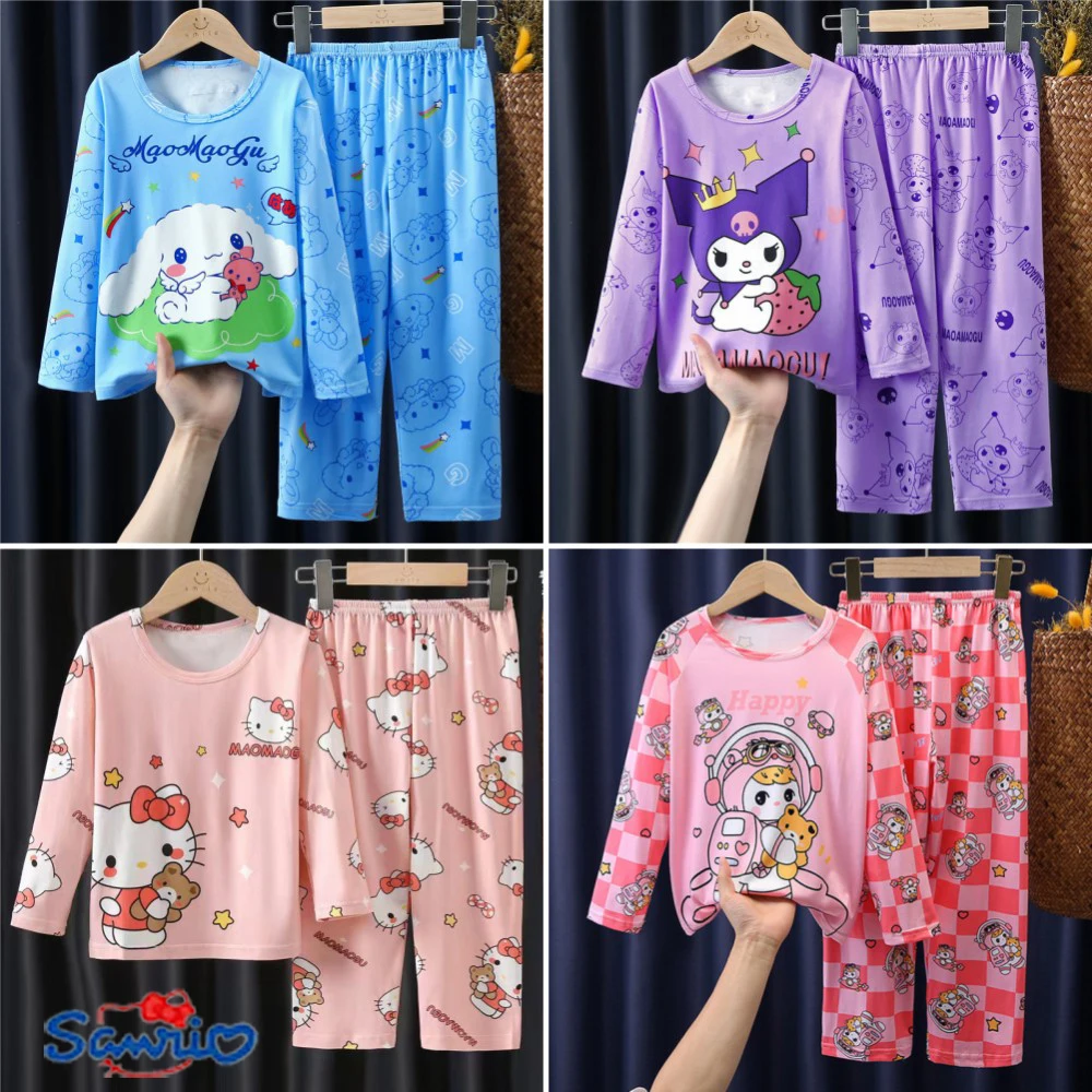 

Sanrio Kuromi My Melody Hello Kitty пижама с длинным рукавом милые девушки тонкие наборы мультфильм Cinnamoroll милые Аниме Костюмы