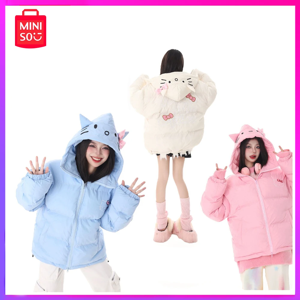 

Miniso Sanrio Hellokitty Cotton Padded Coat with Hand Stuffed Oversize Coat for Winter Warm for Girls Christmas Birthday Gift