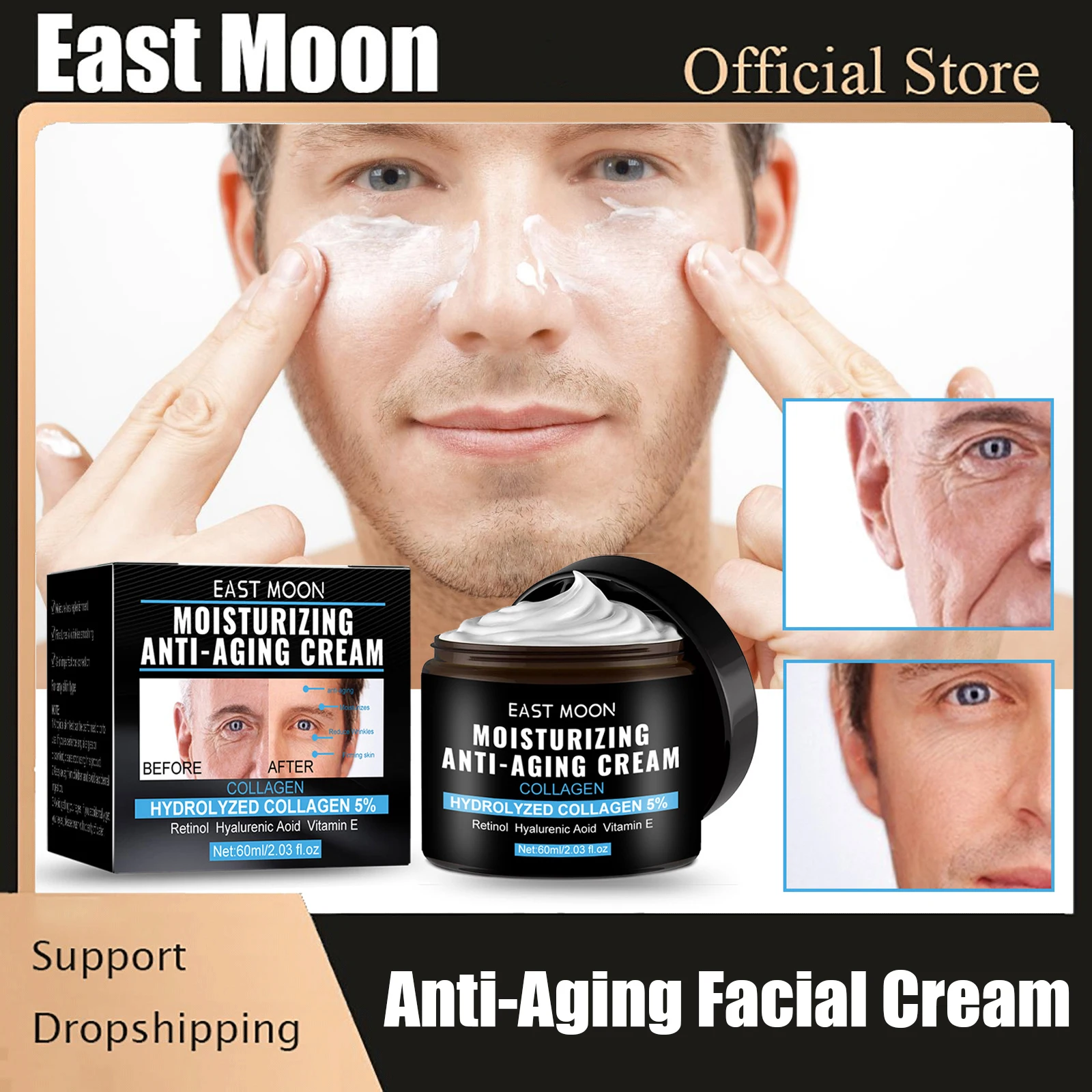 

East Moon Men Anti Wrinkle Cream Moisturizing Anti Aging Collagen Face Serum Fade Fine Lines Dark Spots Firming Whitening Cream