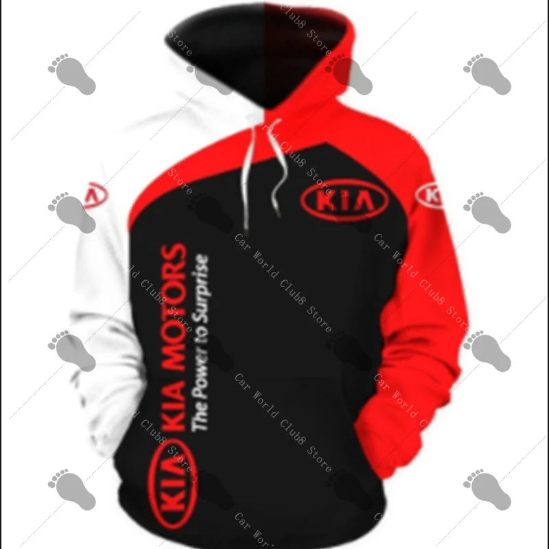 Куртка с 3d-логотипом автомобиля KIA костюм для гонок толстовка на молнии Мужская