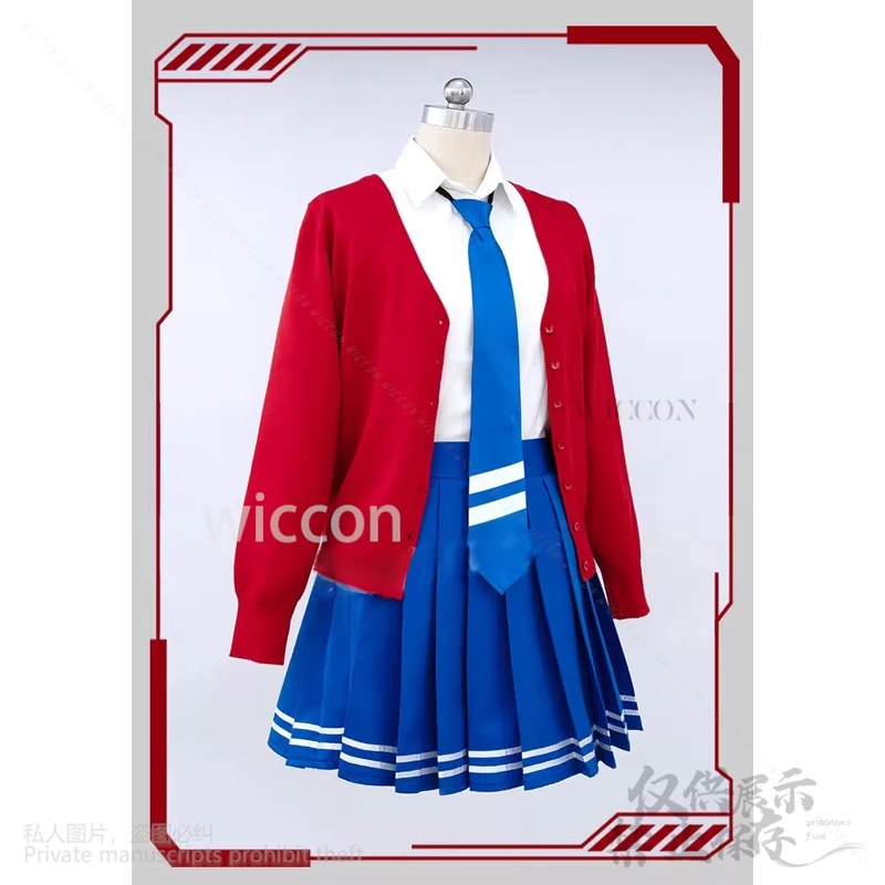 Аниме Horror Game Mita MiSide Косплей Костюм Красное Пальто Свитер Платье и Парики Для