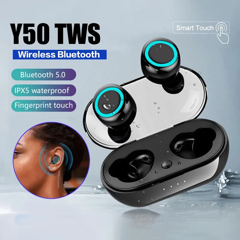 

TWS Y50 Bluetooth 5,0 наушники; Беспроводная гарнитура; Водонепроницаемые басовые наушники; Настоящие Беспроводные стереонаушники; Спортивные наушники