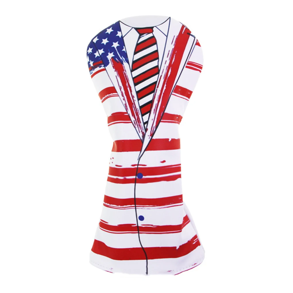 

Golf Head Covers PU American Flag Jacket Headcovers Sport Equipment Waterproof Inner Thickened Plush Number Plate