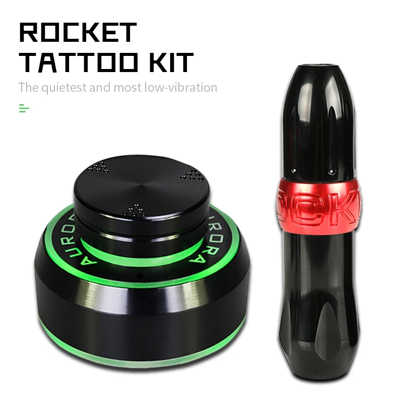 Professional Tattoo Machine Kit Powerful Motor RCA Jack With Aurora Tattoo Power Supply Rocket Tattoo Rotary Pen Set Makeup Tool