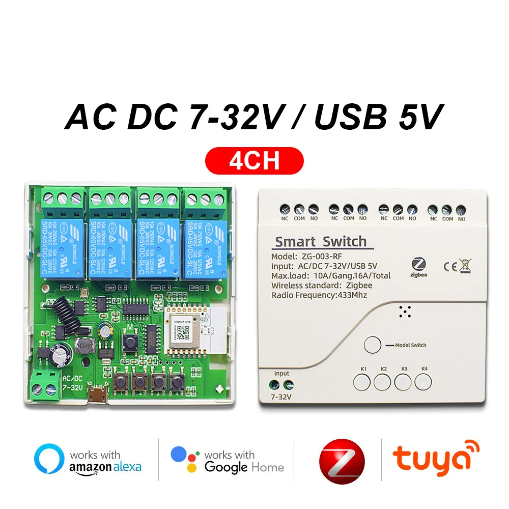 

Умный беспроводной переключатель Zigbee Tuya, 1/2/3 канала, 7-32 В переменного тока, 85-250 В