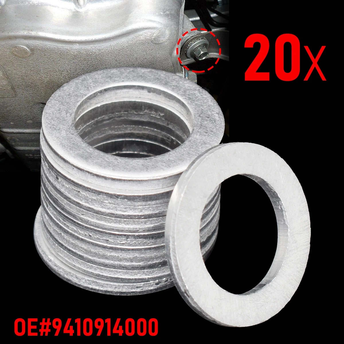 20PCS Thread Oil Drain Sump Plug Gaskets Washer 14mm Hole Seal Ring Car Engine For Honda ACCORD CR-V CIVIC Acura OE# 9410914000