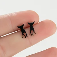 chihuahua stud earrings simple puppy animal stainless steel earrings for women girl men