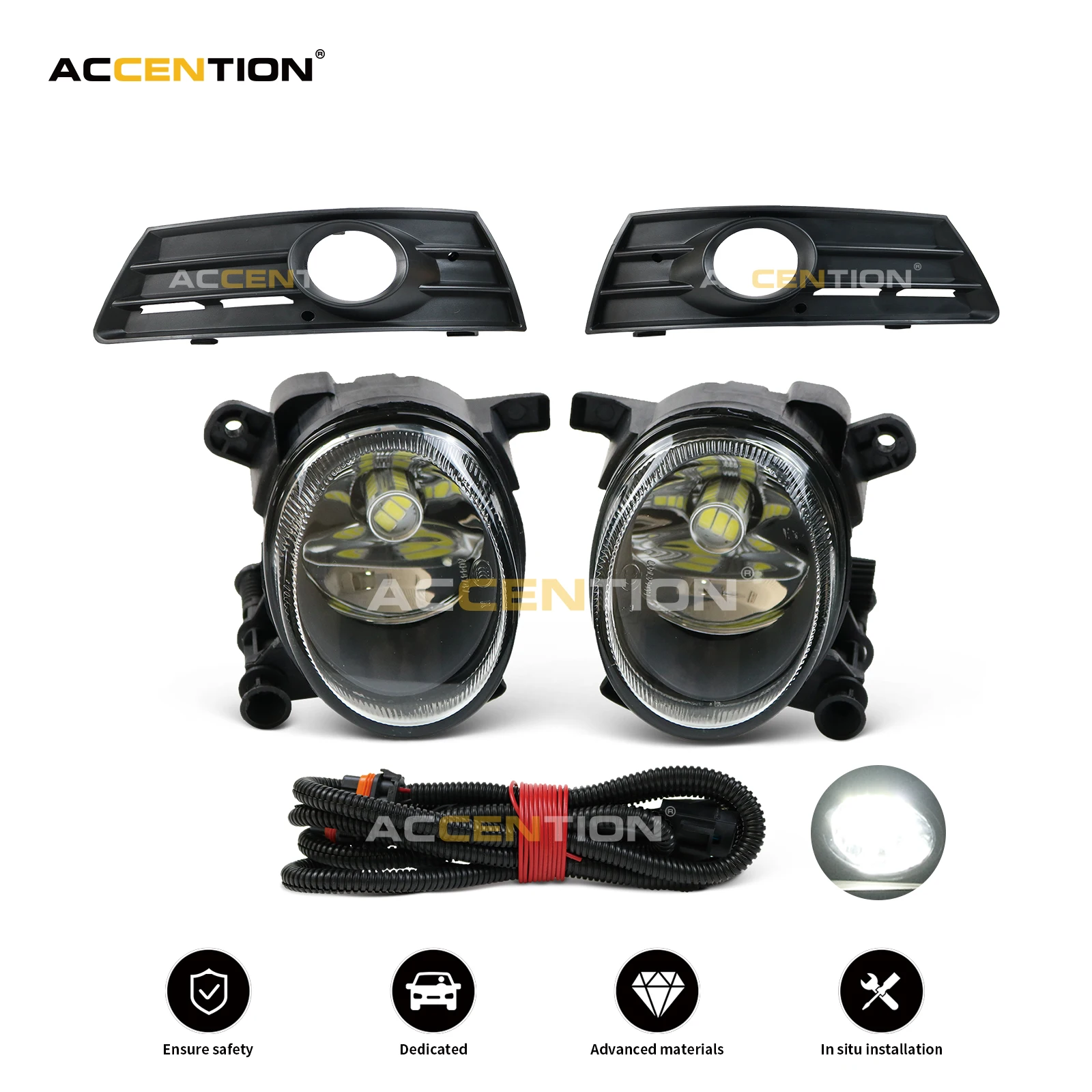 

Светодиодные противотуманные фары для VW Passat CC 2008 2009 2010 2011 2012, противотуманные фары с лампами, противотумансветильник ры, комплект крышек рад...