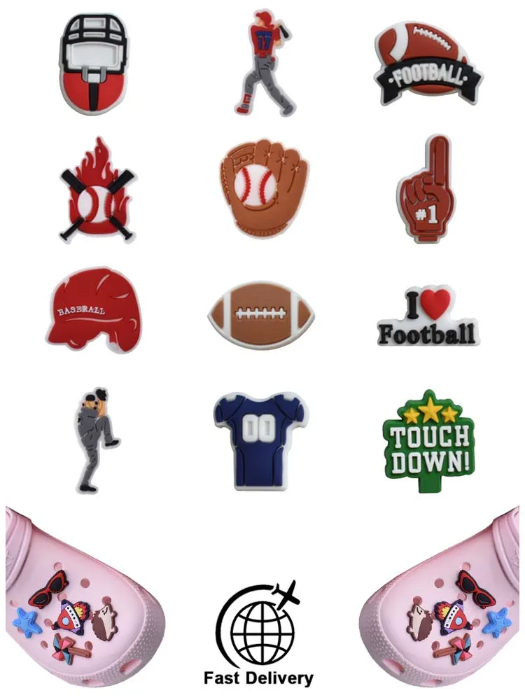

1Pcs PVC Baseball Sport for Crocs Charms Badge Men Clogs Buckle Kids Pins Decoration Jeans Shoe Accessories Wristbands Wholesale